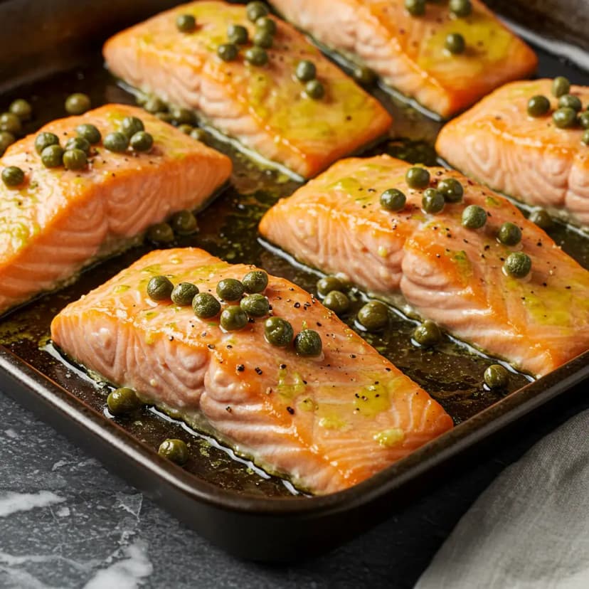 Salmão com Alcaparras e Mostarda ao Forno