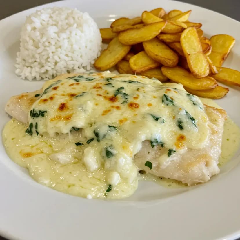 Salmão com Molho de Espinafre Gratinado