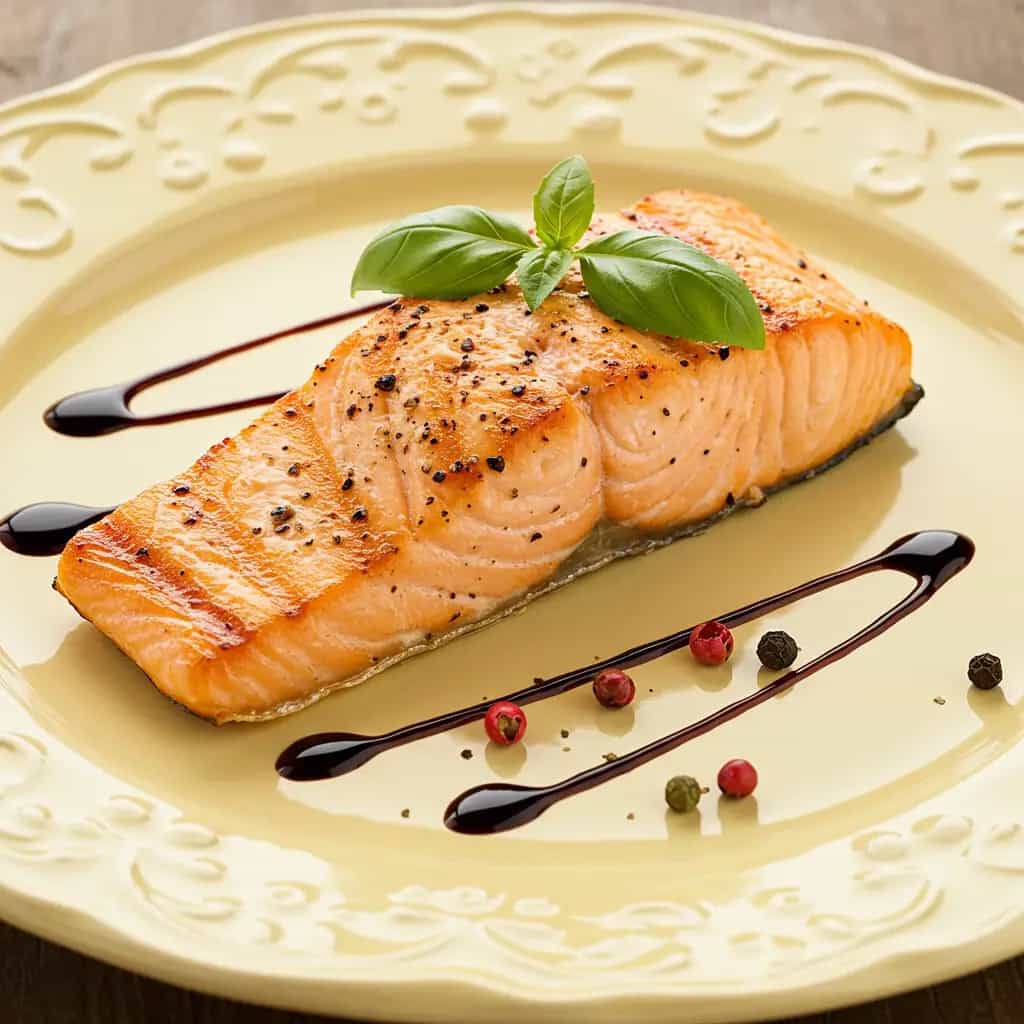 Salmão com Redução de Balsâmico e Morango