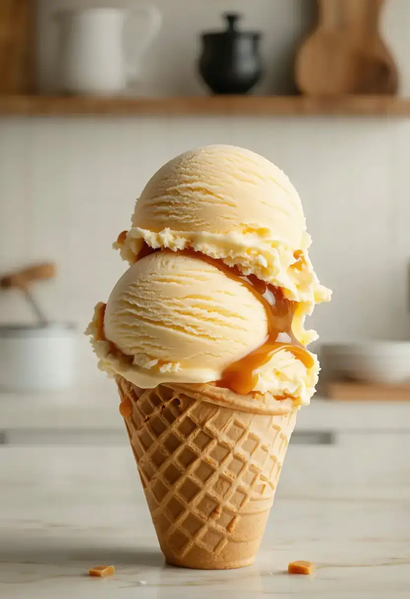 Foto deliciosa de Sorvete de Caramelo Salgado pronta para servir - Doces Gelados & Sorvetes