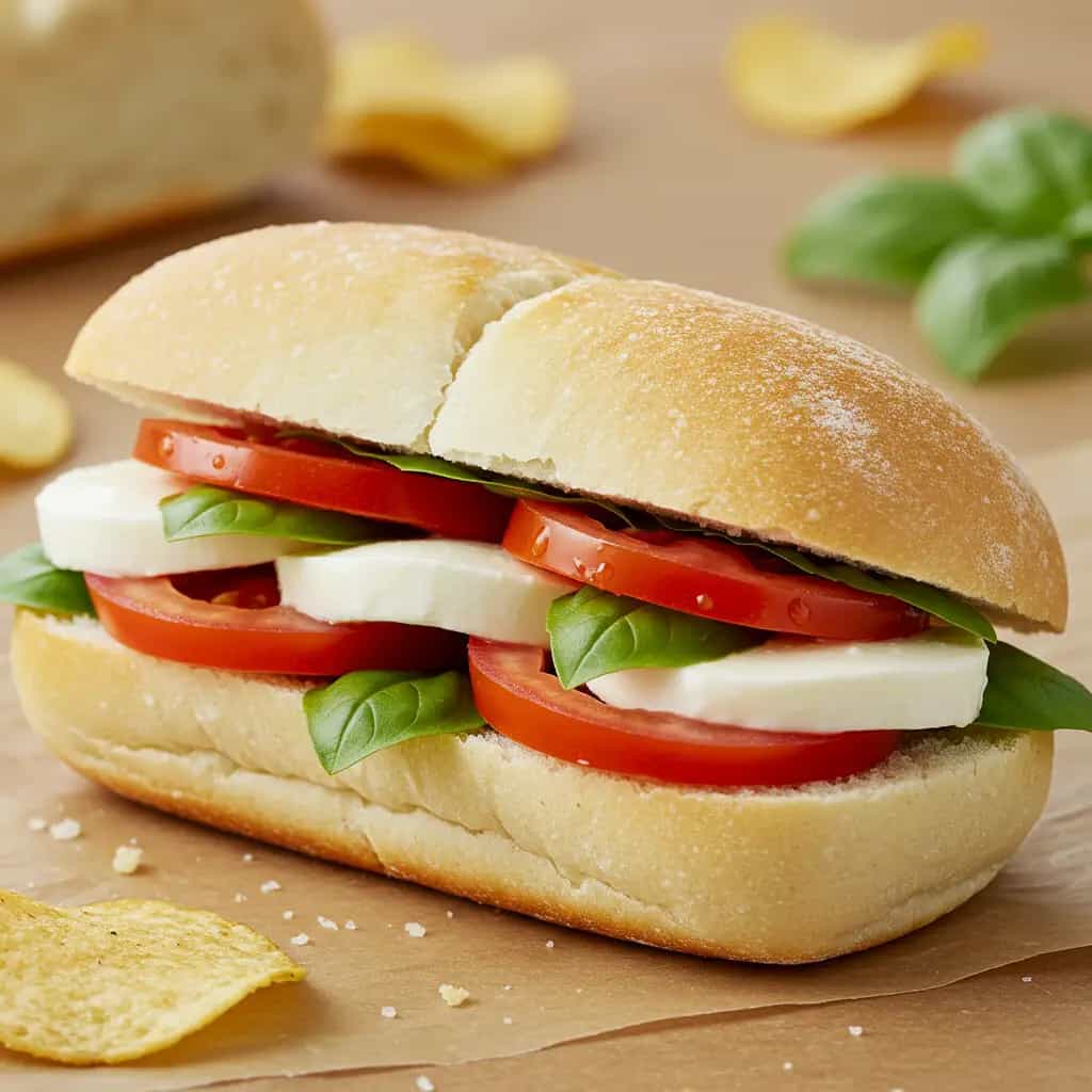 Sanduíche Caprese de Bisnaguinha