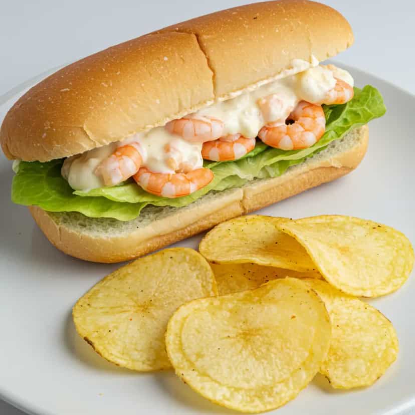 Foto deliciosa de Sanduíche de Camarão com Requeijão Cremoso pronta para servir - Lanches de Padaria