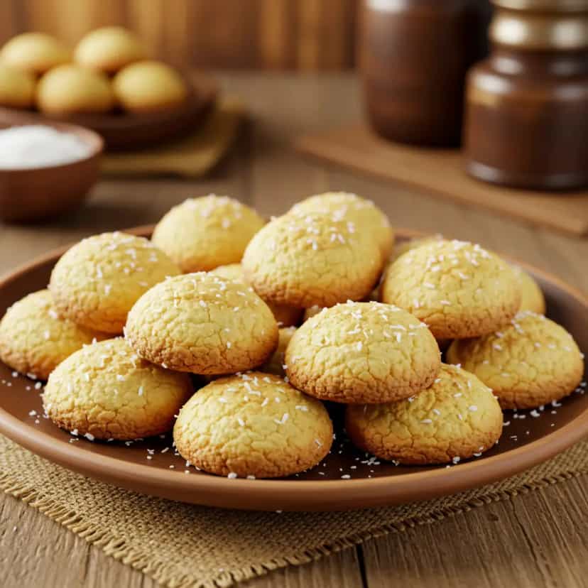 Foto deliciosa de Sequilhos de coco pronta para servir - Chips & Biscoitos