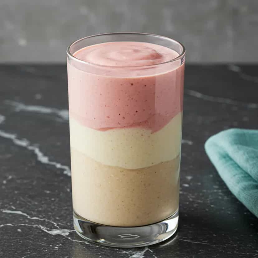 Foto deliciosa de Shake Cremoso de Banana e Morango para Crianças pronta para servir - Snacks Naturais