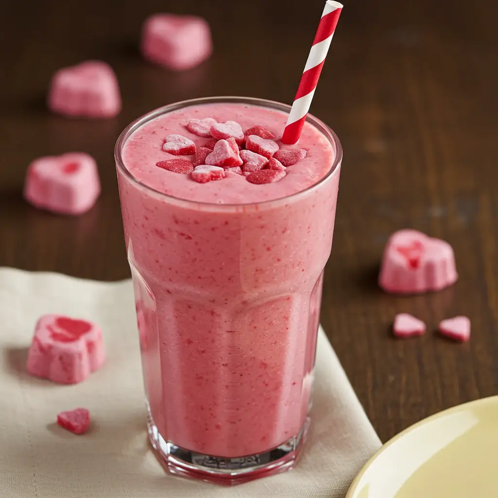 Foto deliciosa de Shake Cremoso de Morango com Cereja pronta para servir