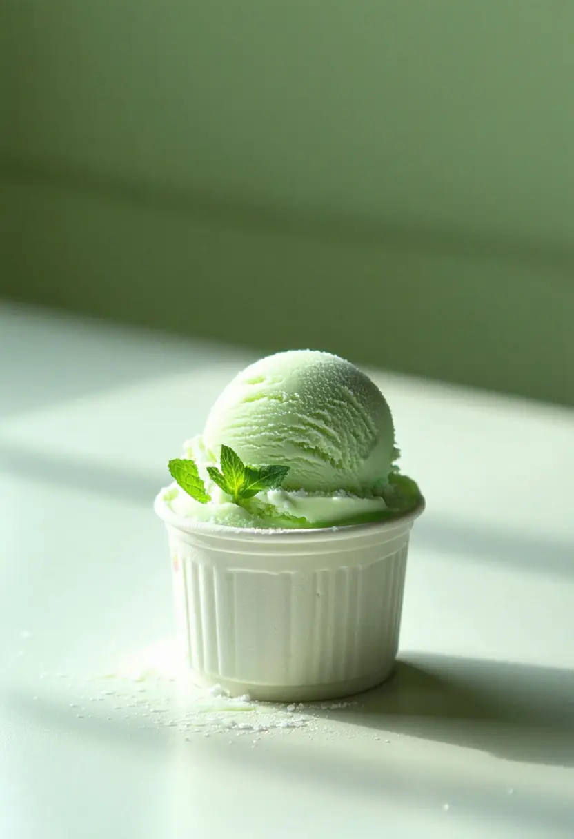 Foto deliciosa de Sorvete Cremoso de Hortelã pronta para servir - Doces Gelados & Sorvetes