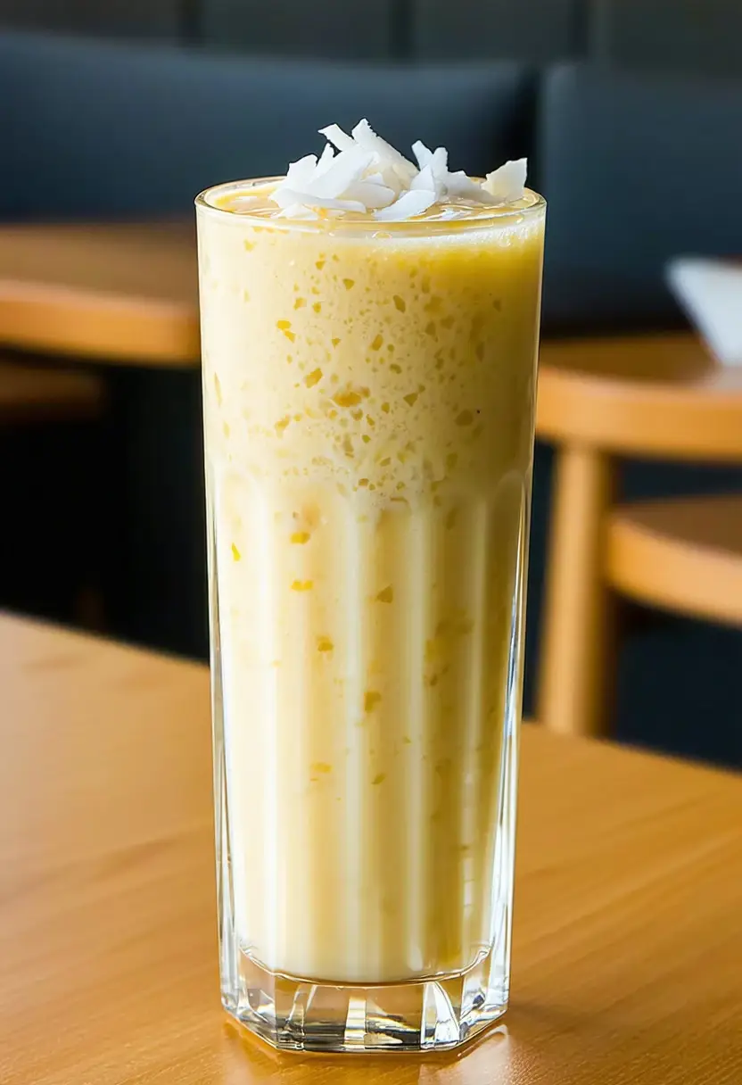 Foto deliciosa de Smoothie de Creme de Milho e Coco pronta para servir - Sucos & Smoothies