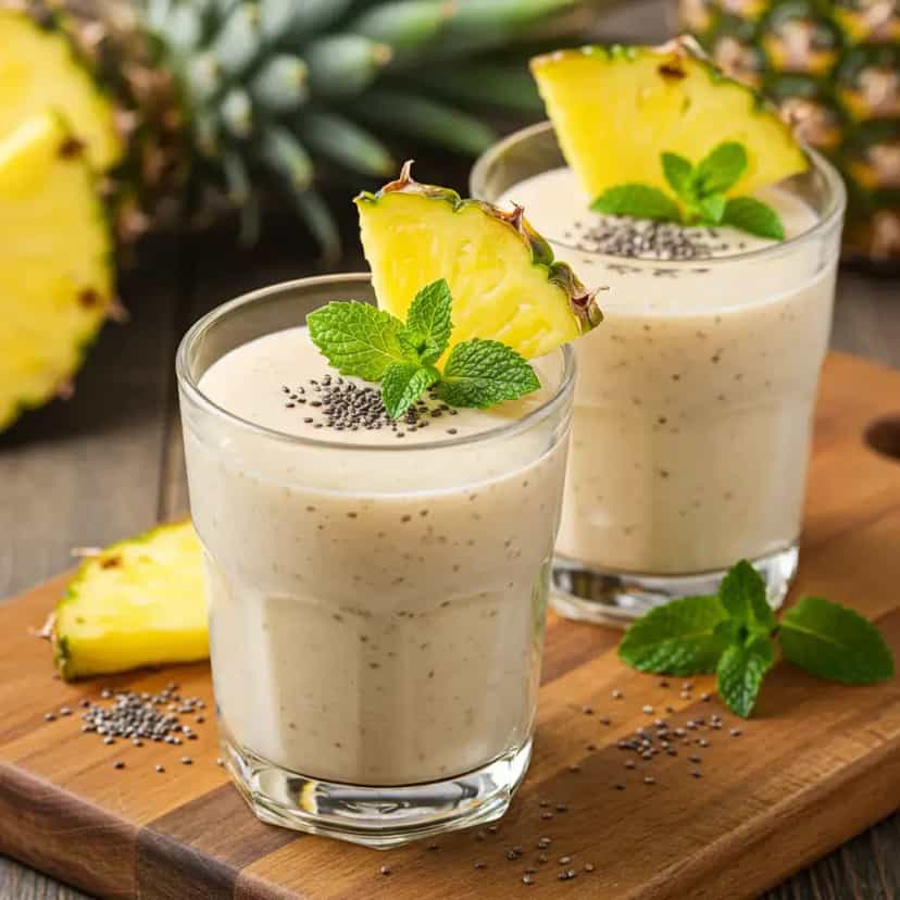 Foto deliciosa de Smoothie Refrescante de Frutas pronta para servir - Snacks Naturais