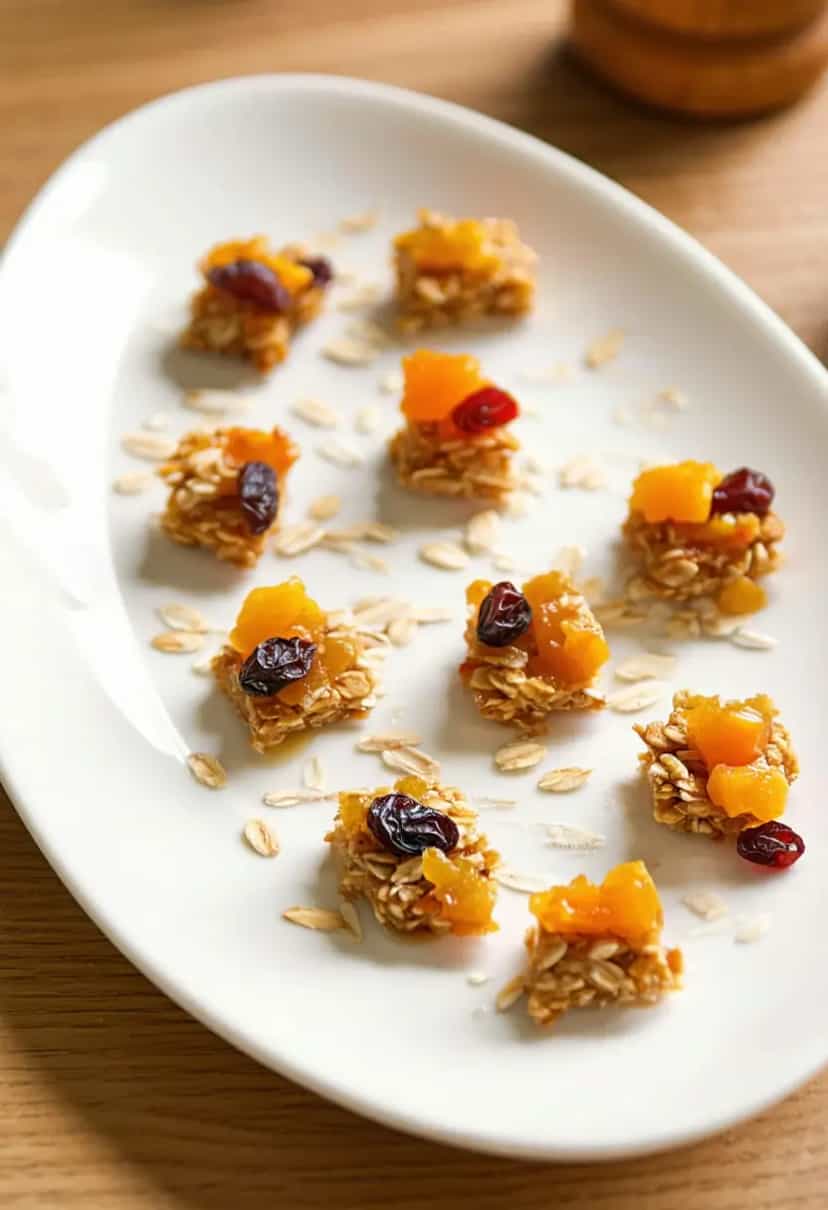 Foto deliciosa de Snacks de Aveia e Frutas Secas pronta para servir - Snacks Naturais