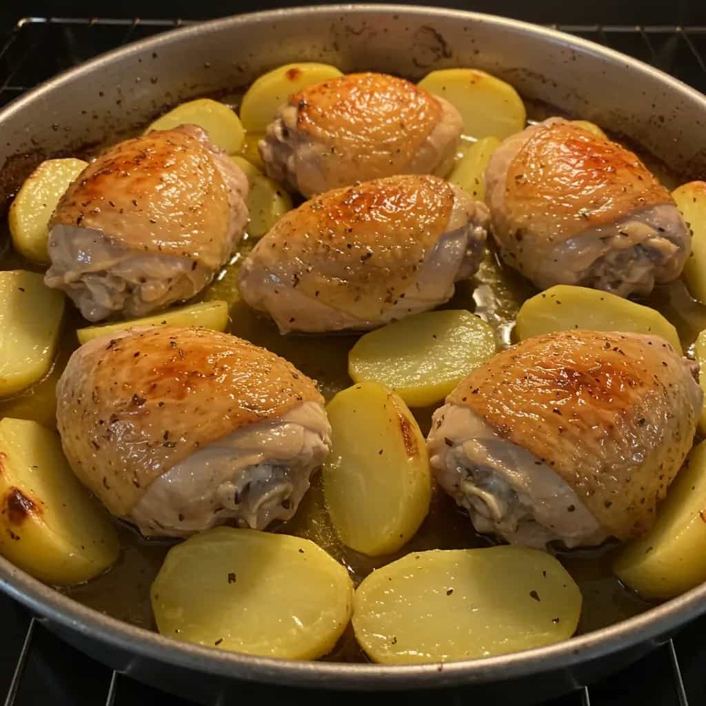 Sobrecoxas Desossadas Assadas com Batatas