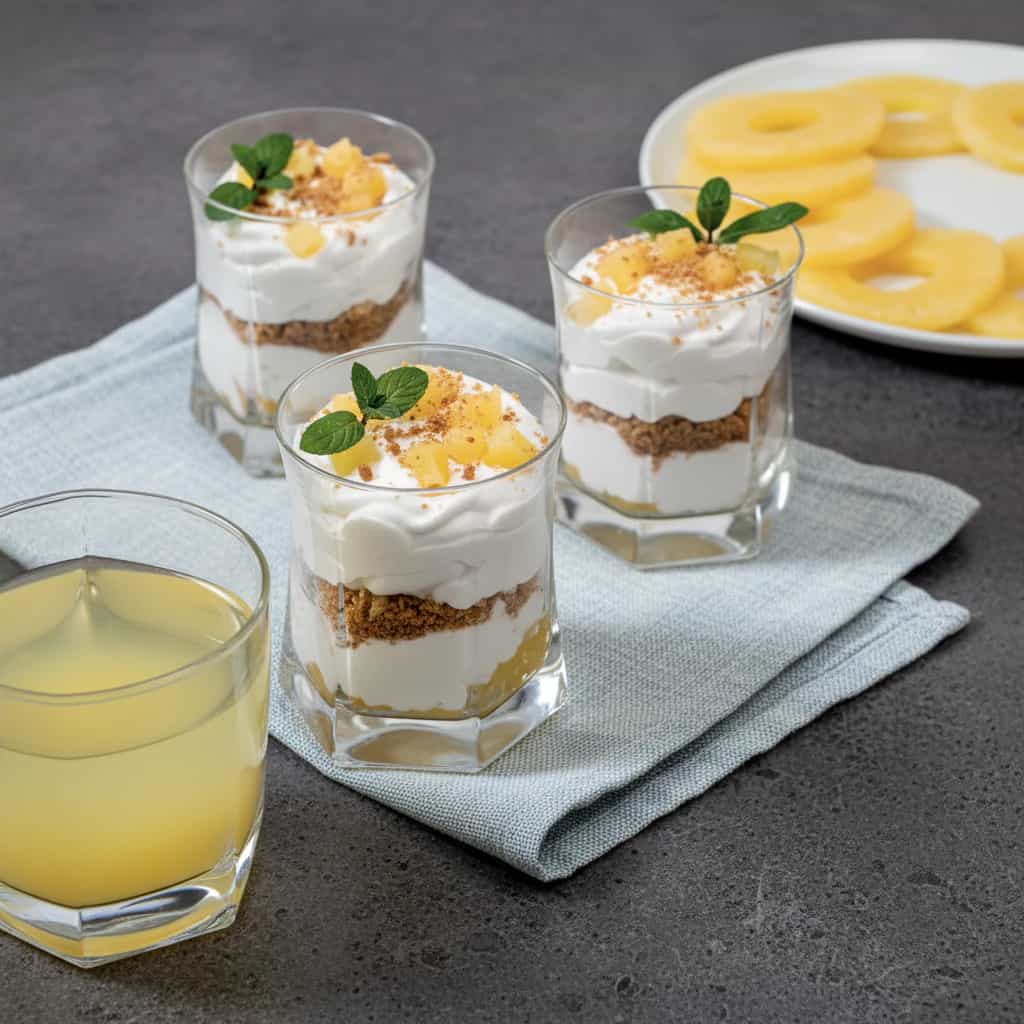 Sobremesa Cremosa de Abacaxi com Biscoito