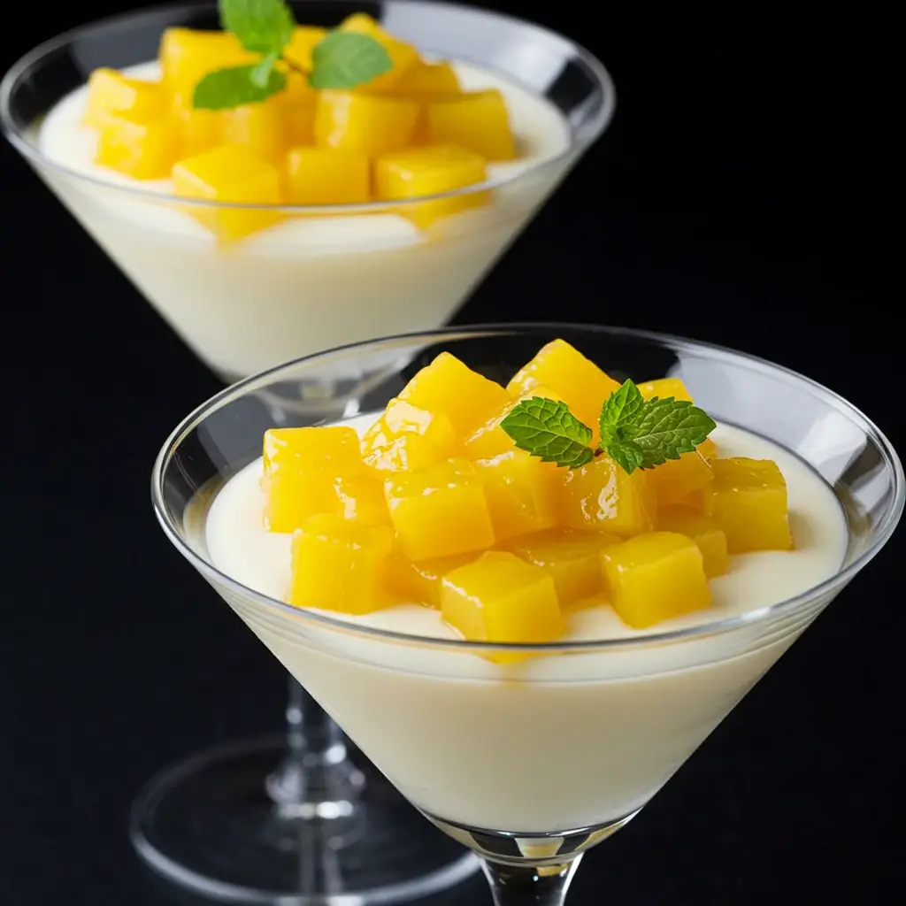 Sobremesa de pêssego com gelatina