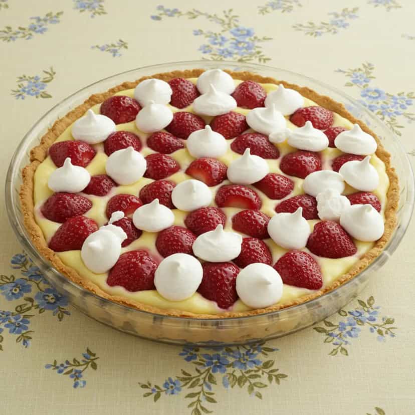 Foto deliciosa de Sobremesa de Suspiro com Morangos pronta para servir - Outras Receitas