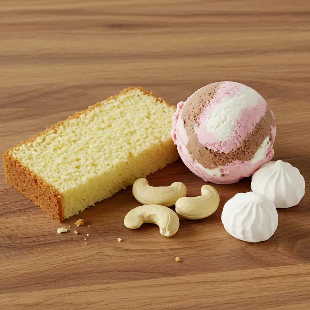 Sobremesa rápida: Bolo, Sorvete e Castanhas