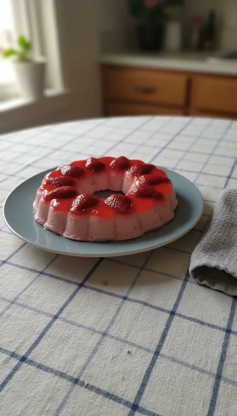 Foto deliciosa de Sobremesa Rápida de Gelatina e Morangos pronta para servir - Sem Assar