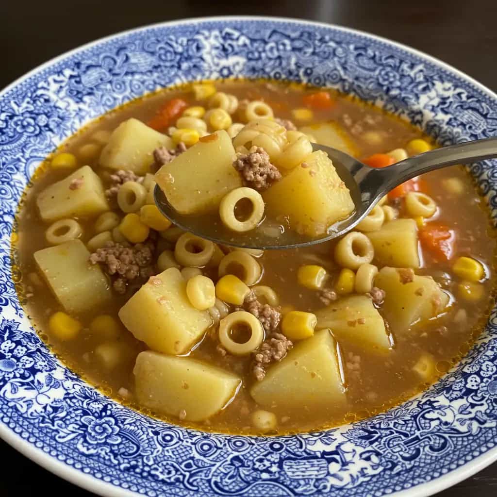 Sopa Cremosa de Mandioquinha com Carne Moída
