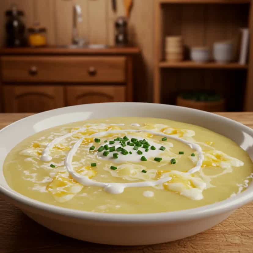 Foto deliciosa de Sopa de batata tipo Outback pronta para servir - Sopas & Caldos