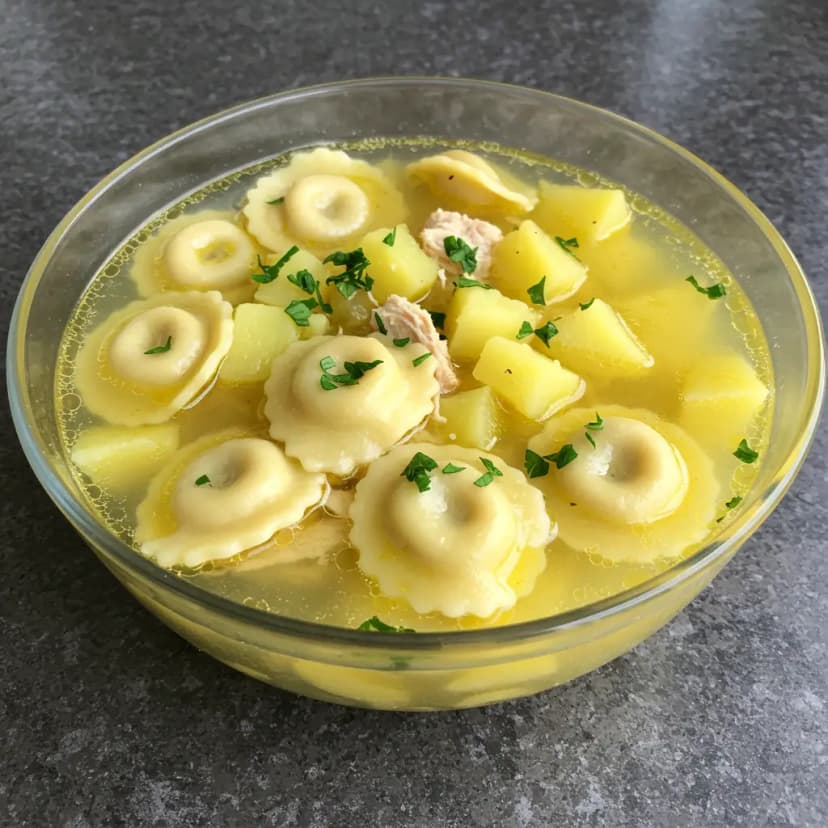 Sopa de Capeletti com Frango e Legumes