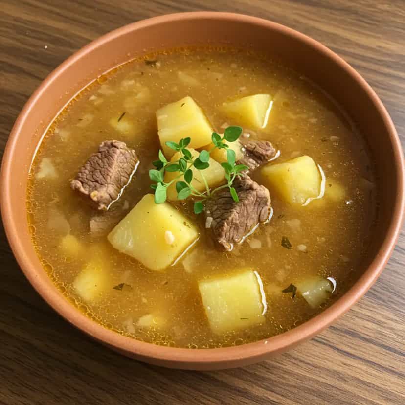 Foto deliciosa de Sopa de mandioca com costela bovina pronta para servir - Sopas & Caldos