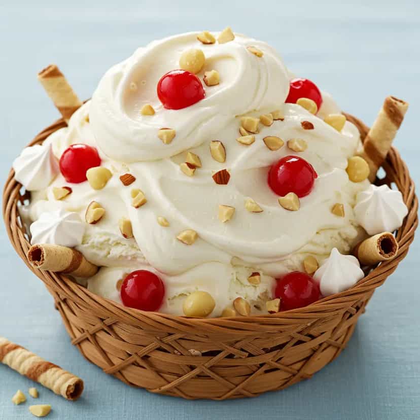 Foto deliciosa de Sorvete de Creme Crocante com Amêndoas e Macadâmias pronta para servir - Doces Gelados & Sorvetes