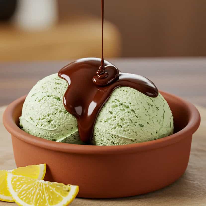 Foto deliciosa de Sorvete de Menta e Chocolate: Refrescante e Cremoso pronta para servir - Doces Gelados & Sorvetes