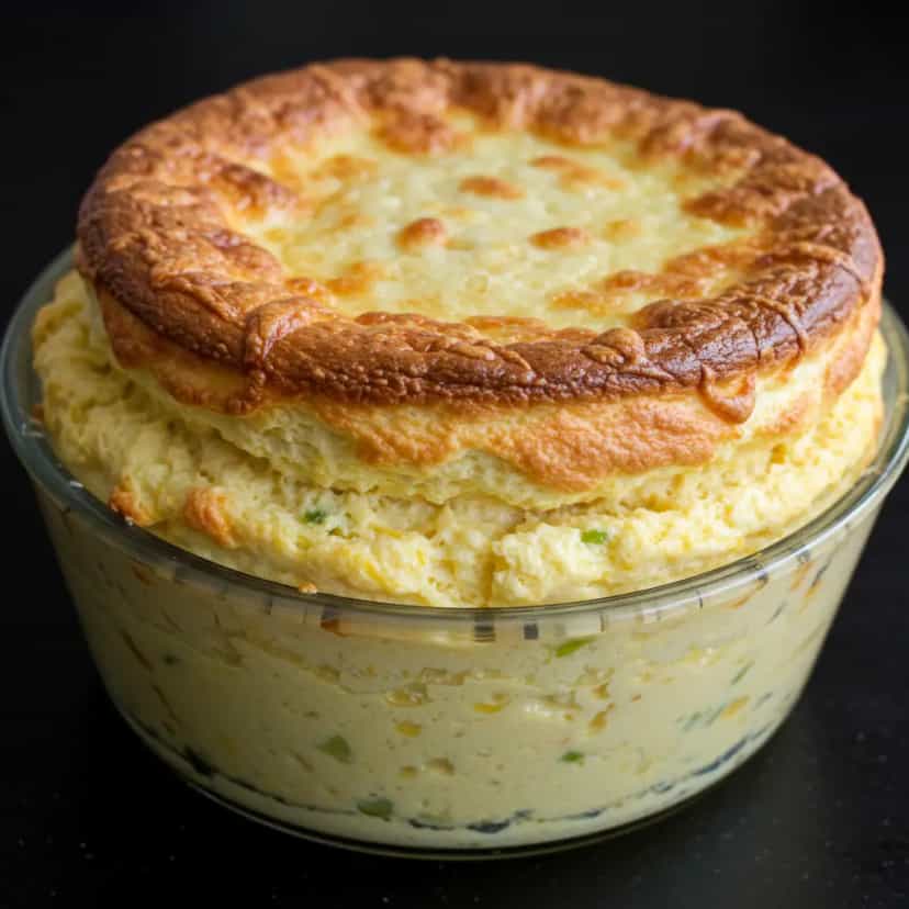 Foto deliciosa de Soufflé de Couve-flor cremoso com Mussarela pronta para servir - Almoço & Jantar