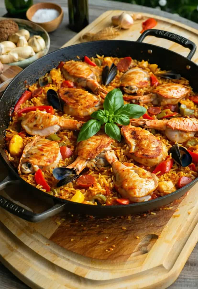 Foto deliciosa de Paella Espanhola pronta para servir - Almoço & Jantar