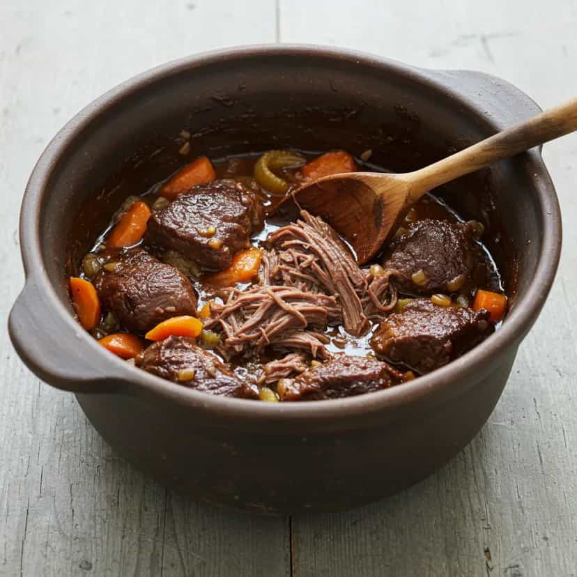 Foto deliciosa de Stracotto de Músculo Bovino ao Vinho Tinto pronta para servir - Carnes & Frango