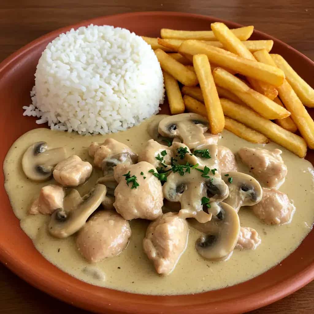 Strogonoff Cremoso de Frango com Cogumelos