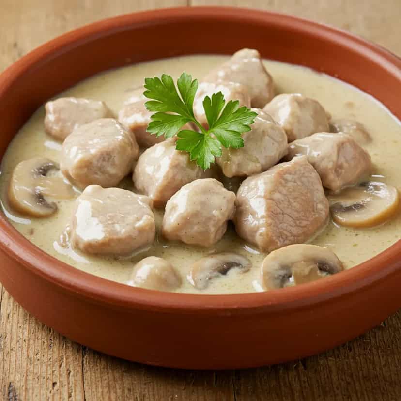 Foto deliciosa de Strogonoff de Coxão Mole na Panela de Pressão pronta para servir - Carnes & Frango