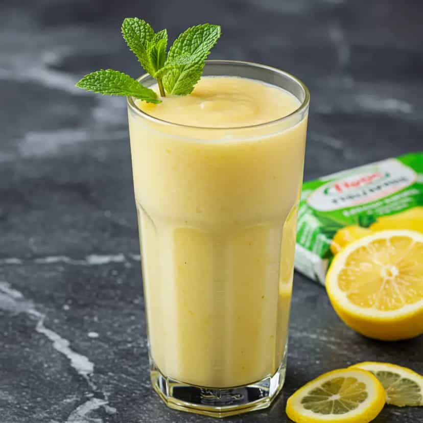 Foto deliciosa de Suco Refrescante de Banana com Abacaxi e Hortelã pronta para servir - Sucos & Smoothies