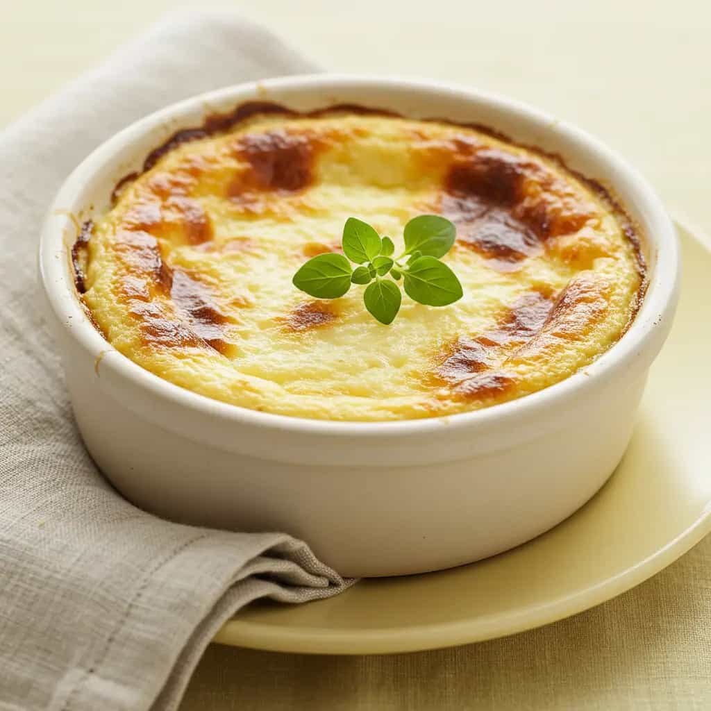 Suflê cremoso de Bacalhau com Azeitonas