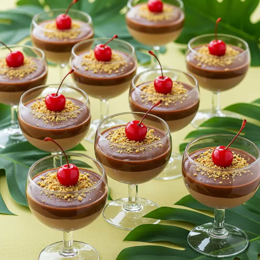 Taças Geladas de Chocolate com Café e Cerejas