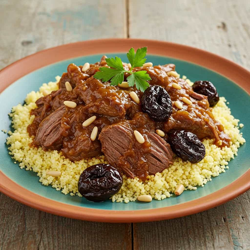 Tagine de Cordeiro com Ameixas e Cuscuz Marroquino