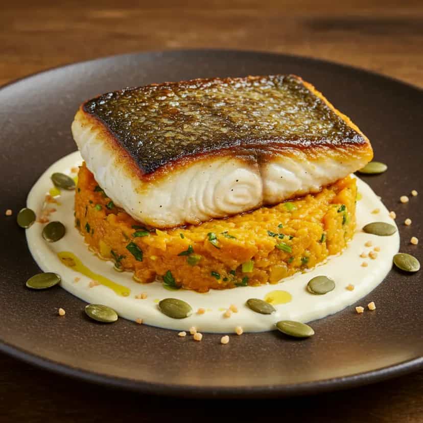 Foto deliciosa de Tainha com Farofa de Ovas: Sabor do Mar pronta para servir - Peixes & Frutos do Mar