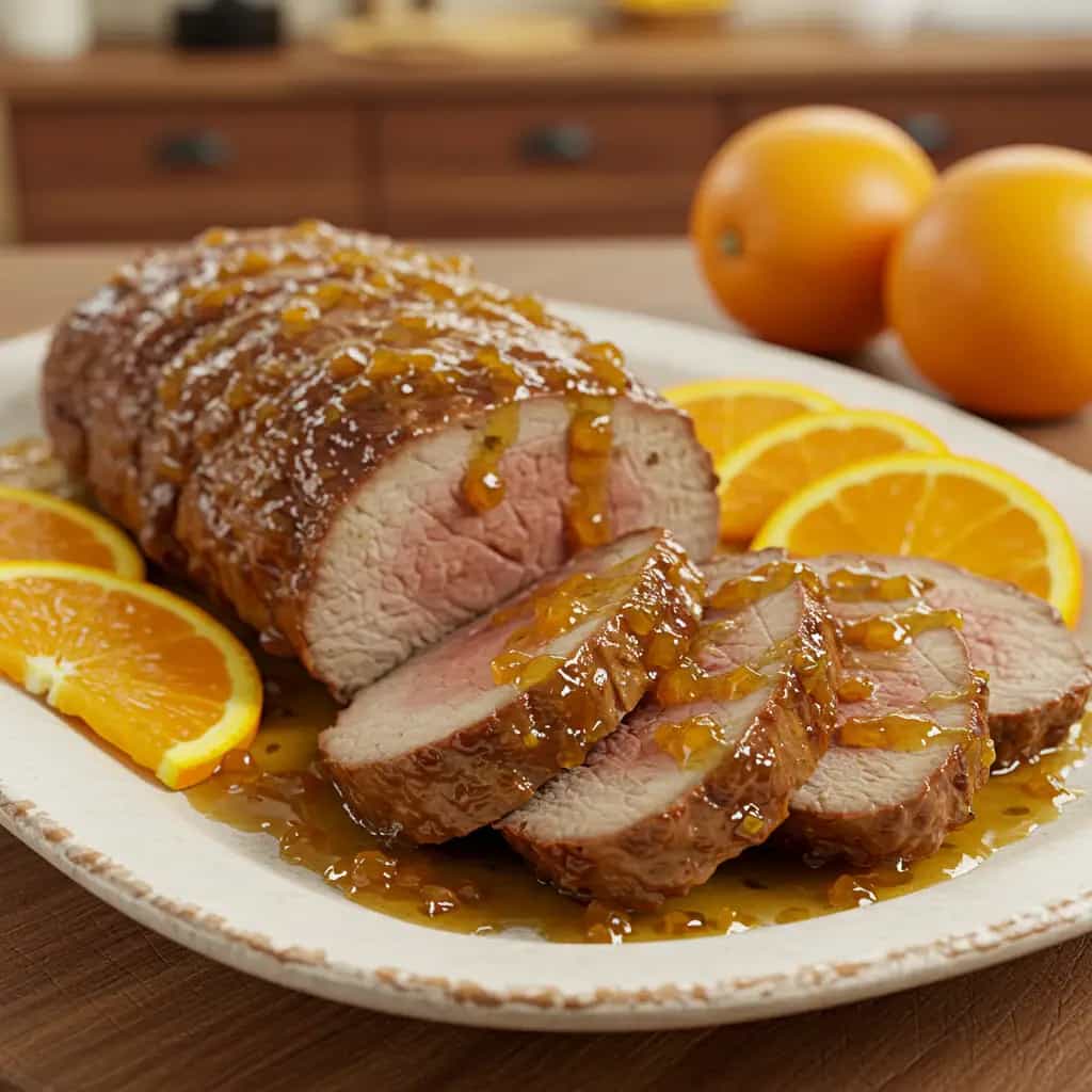 Tender com molho agridoce de laranja