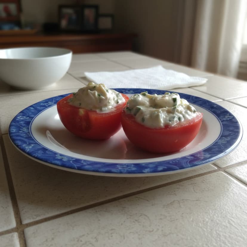 Tomates recheados com creme de ricota temperado