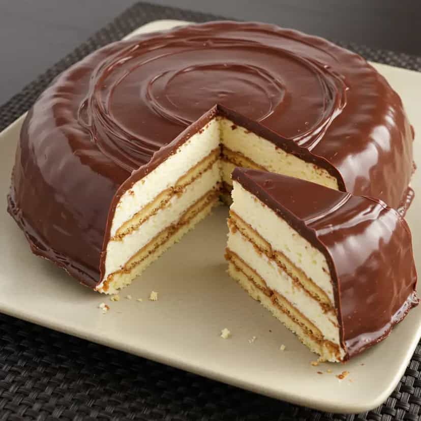 Foto deliciosa de Torta Cremosa de Biscoito Maisena pronta para servir - Tortas & Tortinhas