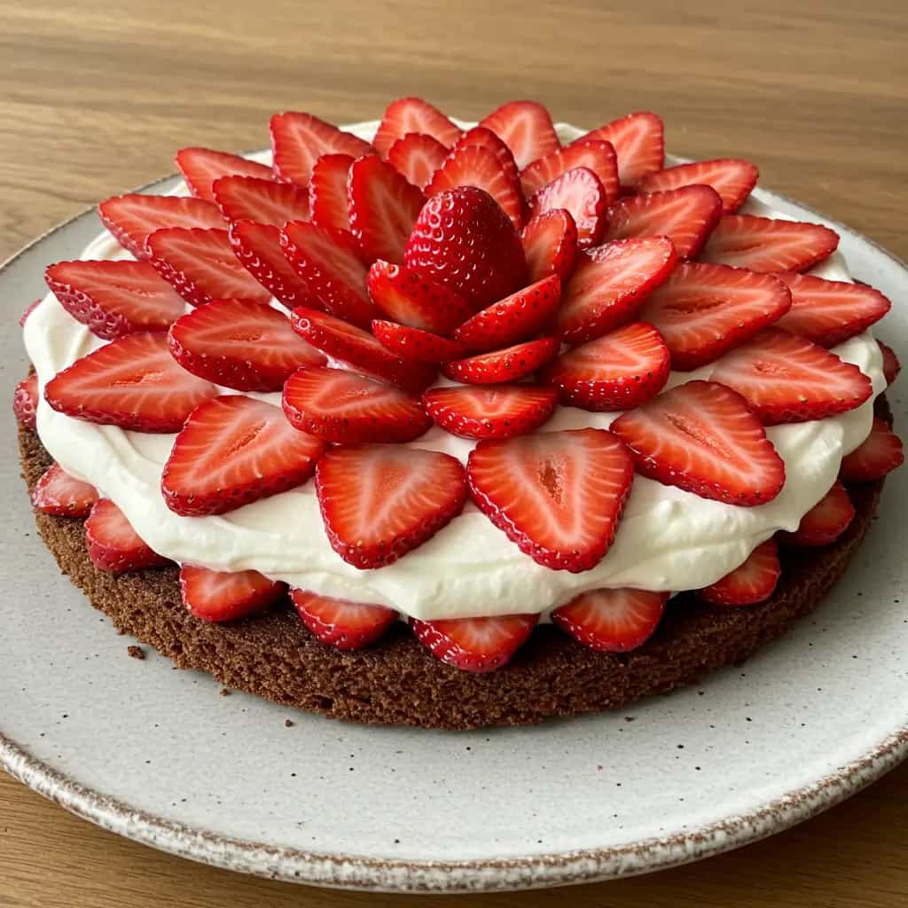 Torta Cremosa de Chocolate com Morangos