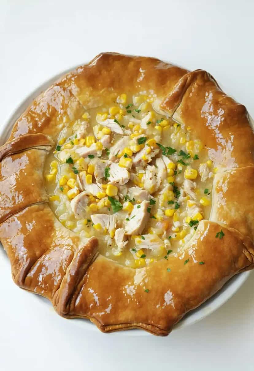 Foto deliciosa de Torta Cremosa de Frango com Requeijão pronta para servir - Tortas Salgadas