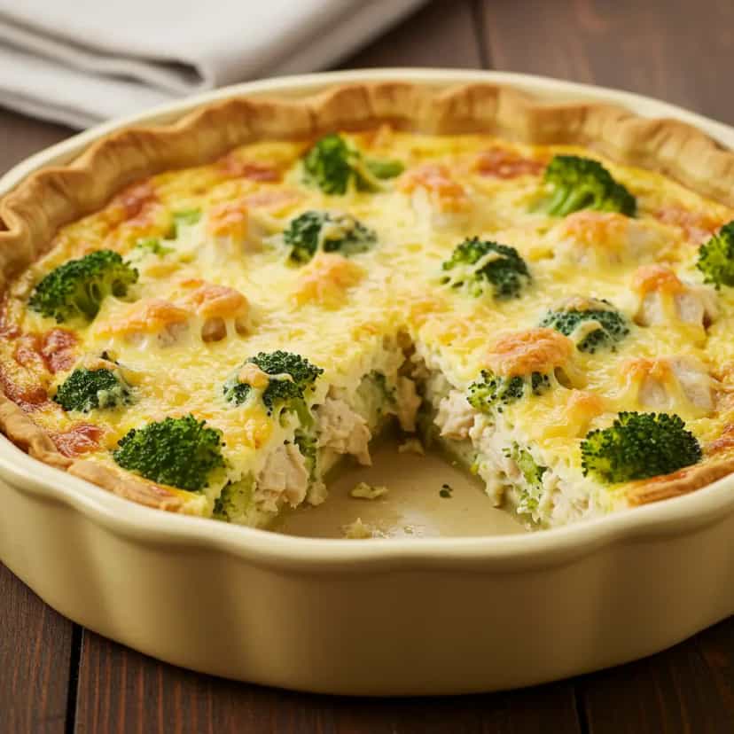 Foto deliciosa de Torta Cremosa de Frango, Presunto e Mussarela pronta para servir - Tortas Salgadas