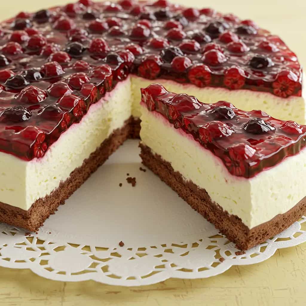 Torta Cremosa de Ricota com Frutas Vermelhas