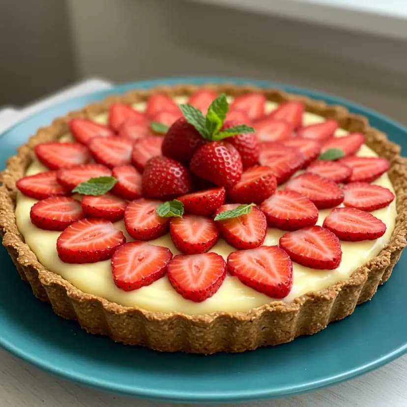 Torta de Aveia com Banana e Morango