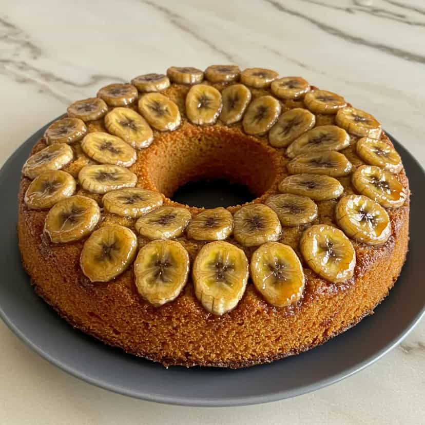 Foto deliciosa de Torta de Banana Simples e Deliciosa pronta para servir - Tortas & Tortinhas