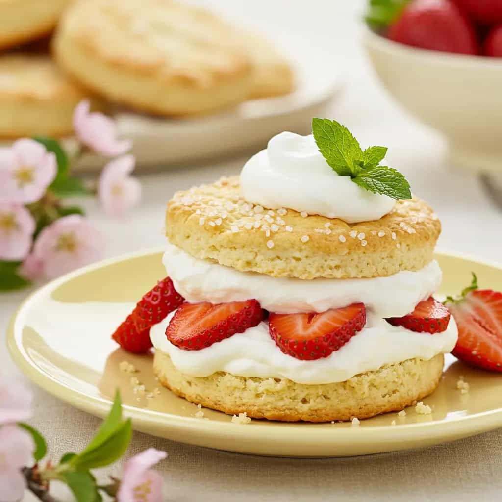 Torta de Biscoito Champagne com Frutas em Calda