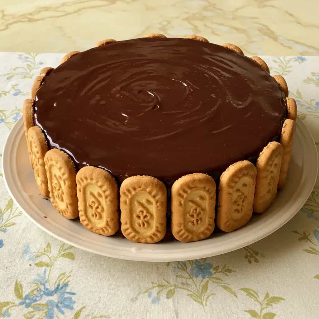 Torta de Biscoito com Cobertura de Chocolate
