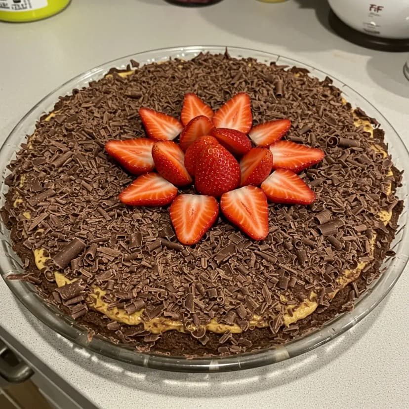Torta de Bolacha de Chocolate com Morangos