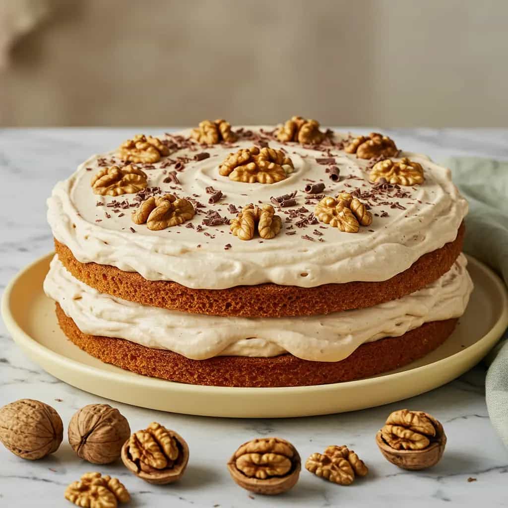 Torta de Café e Nozes com Creme de Leite