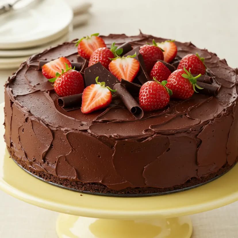 Torta de Chocolate com Morangos e Coco