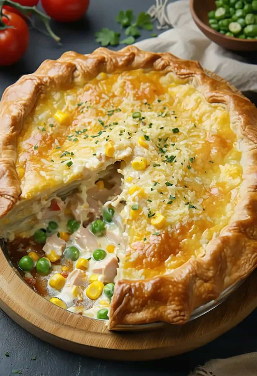 Foto deliciosa de Torta de Frango Cremosa pronta para servir - Tortas Salgadas